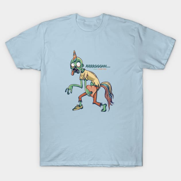 Zombie Unicorn T-Shirt by pixengalore